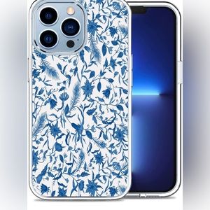 Floral Blue Watercolor Flowers Pattern Clear Case for 12 pro max